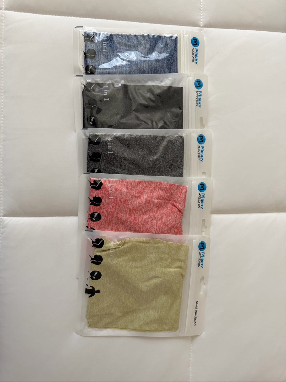 5-Pack Performance Headbands-Blue, Black, Charcoal, Pink, Olive